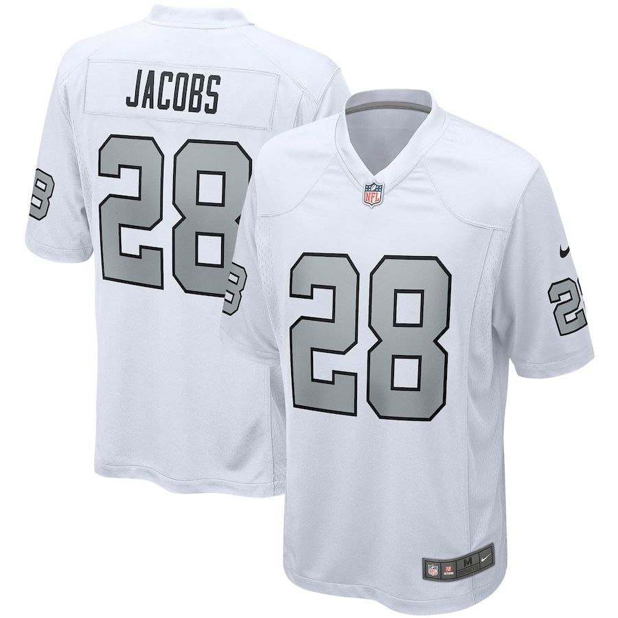 Men Oakland Raiders 28 Josh Jacobs Nike White Alternate Game NFL Jersey
